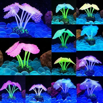 Noctilucent Deniz Anemon Mercan Simülasyon Yapay Bitki Akvaryum Dekor Plastik Sualtı Ot Çim Akvaryum Balık Tankı