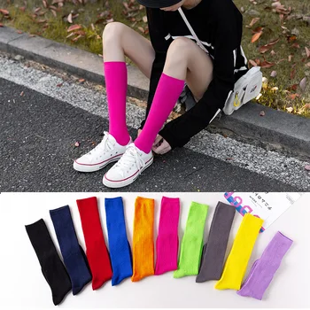 1 Çift Kadınlar Pamuk Gevşek Çorap Örgü Düz Renk Uzun Kore Japon Öğrenci Kız Çorap Siyah Pembe Sonbahar Kış 2023