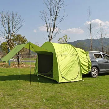 Yükseltilmiş Aile kamp araba çadırı Arka Bir Uzatma Çadırı Geniş Alan Örgü Uzatma Gölgelik Kendi Kendine Sürüş SUV Araba Arka Çadır
