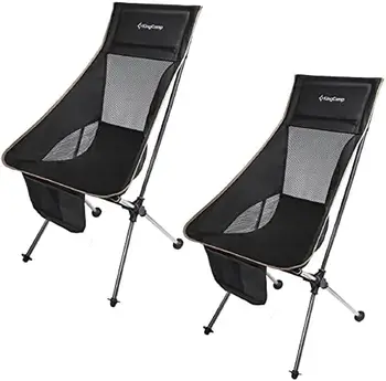 2 Paket Hafif Yüksek Geri kamp sandalyesi Kompakt Katlanır Sırt Çantasıyla Sandalye Kafalık ve Yan Cep ve Taşıma Çantası, O