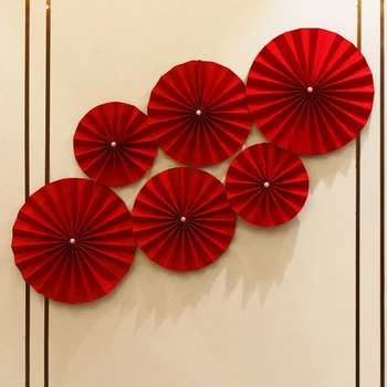 Kırmızı kağıt yelpaze Çin Düğün Dekor kağıt yelpaze Noel Festivali Festivali Asılı Kağıt El Sanatları Doğum Günü yatak odası duvar dekoru